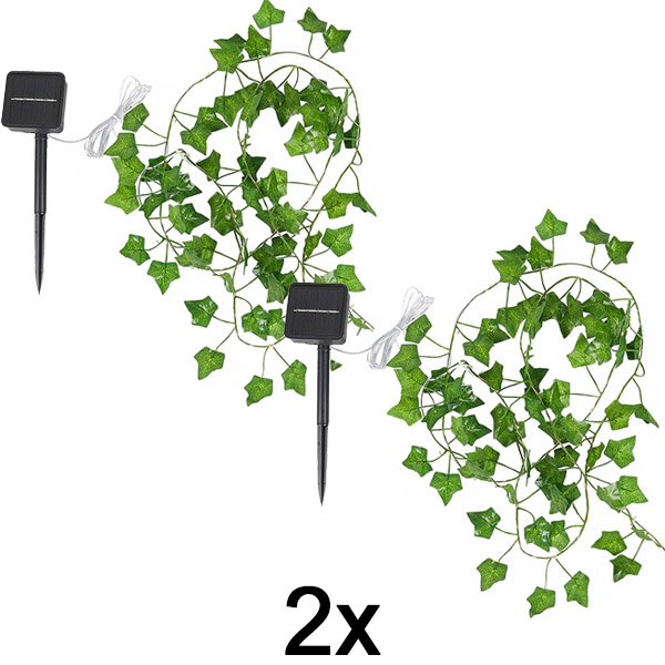 2x Solarna bajkovita svjetla s umjetnim lišćem bršljana (5 m) | LEAFGLO