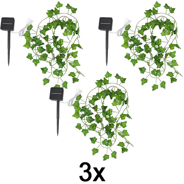 3x Solarna bajkovita svjetla s umjetnim lišćem bršljana (5 m) | LEAFGLO